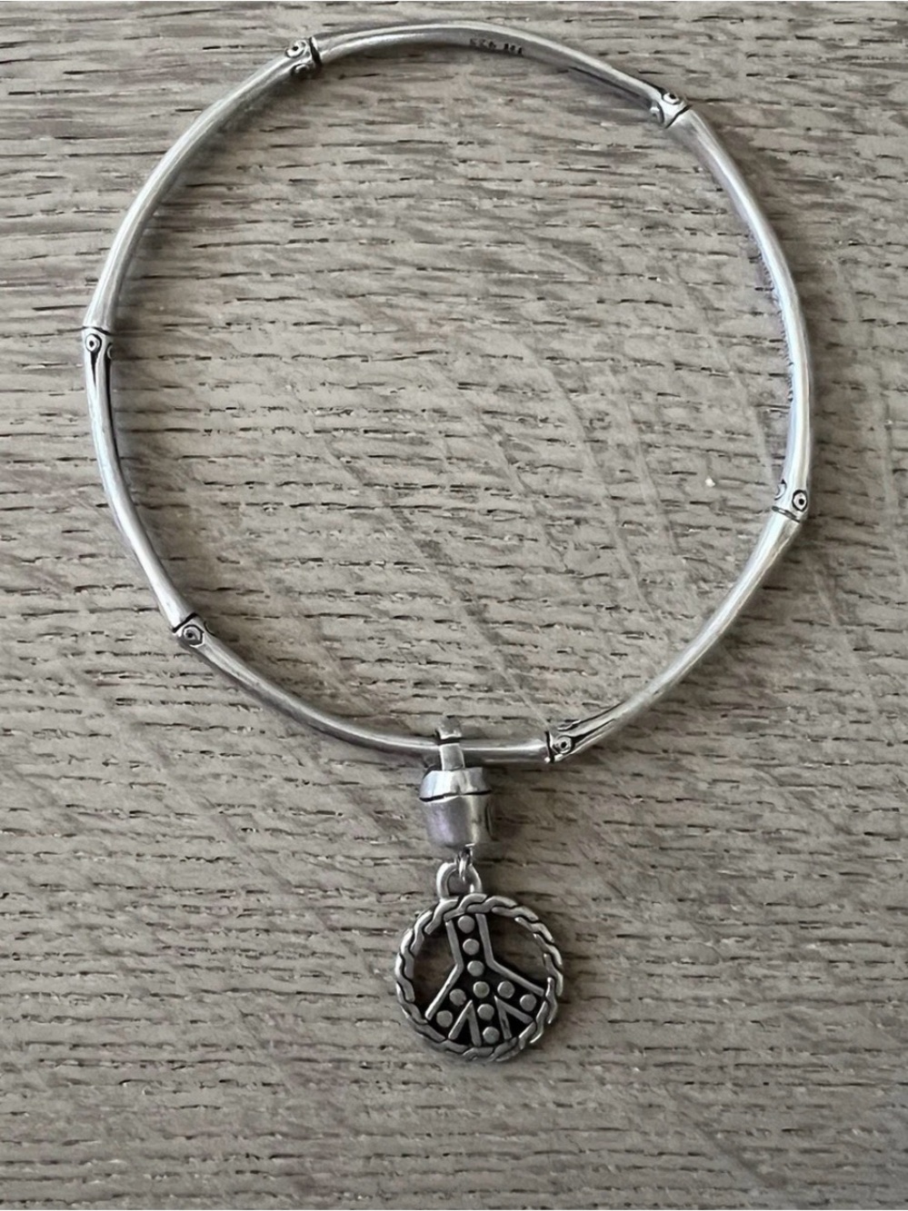 John Hardy Peace Sign Bamboo Sterling Silver Bangle